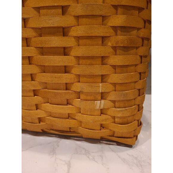LONGABERGER 2002 Newspaper Basket, Plastic Liner Protector, Leather Handles EUC - Picture 15 of 15